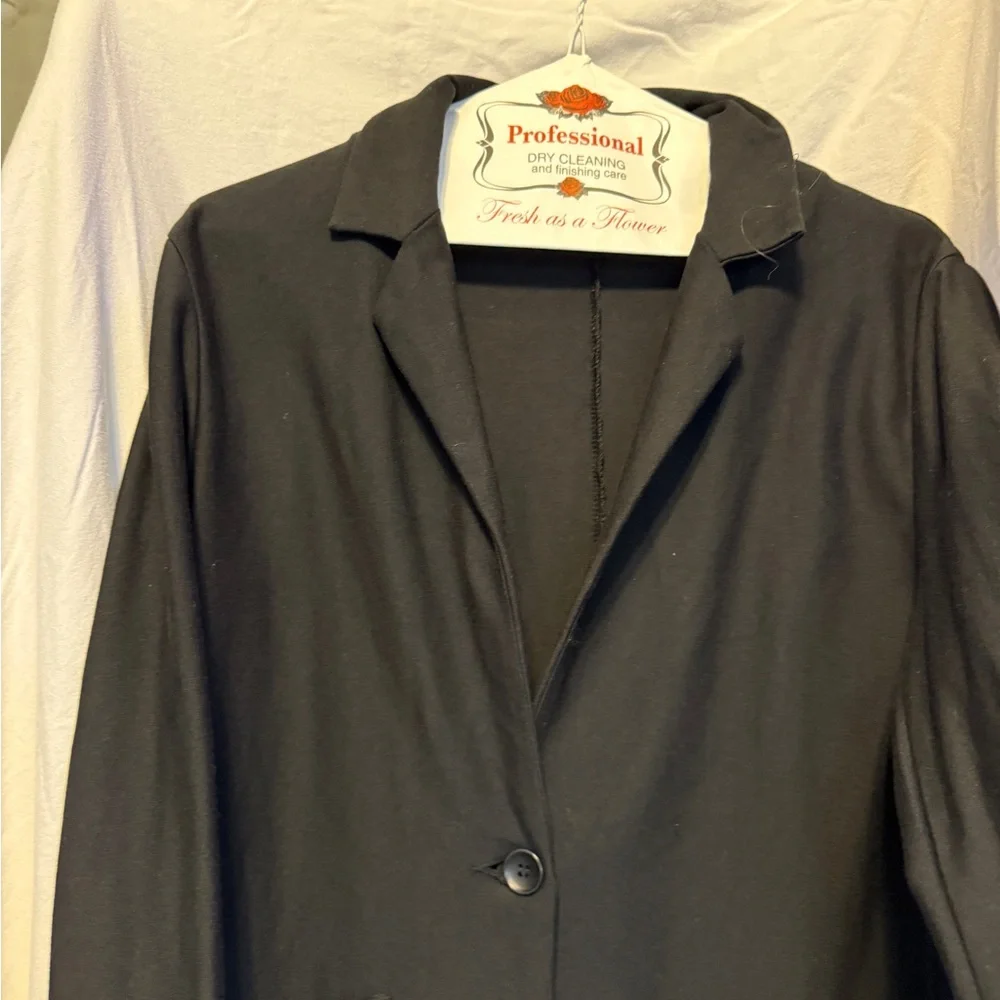 Kate Kasin Stretchy Casual Blazer – Black, Size XL (1-Button Closure) - Picture 11 of 14